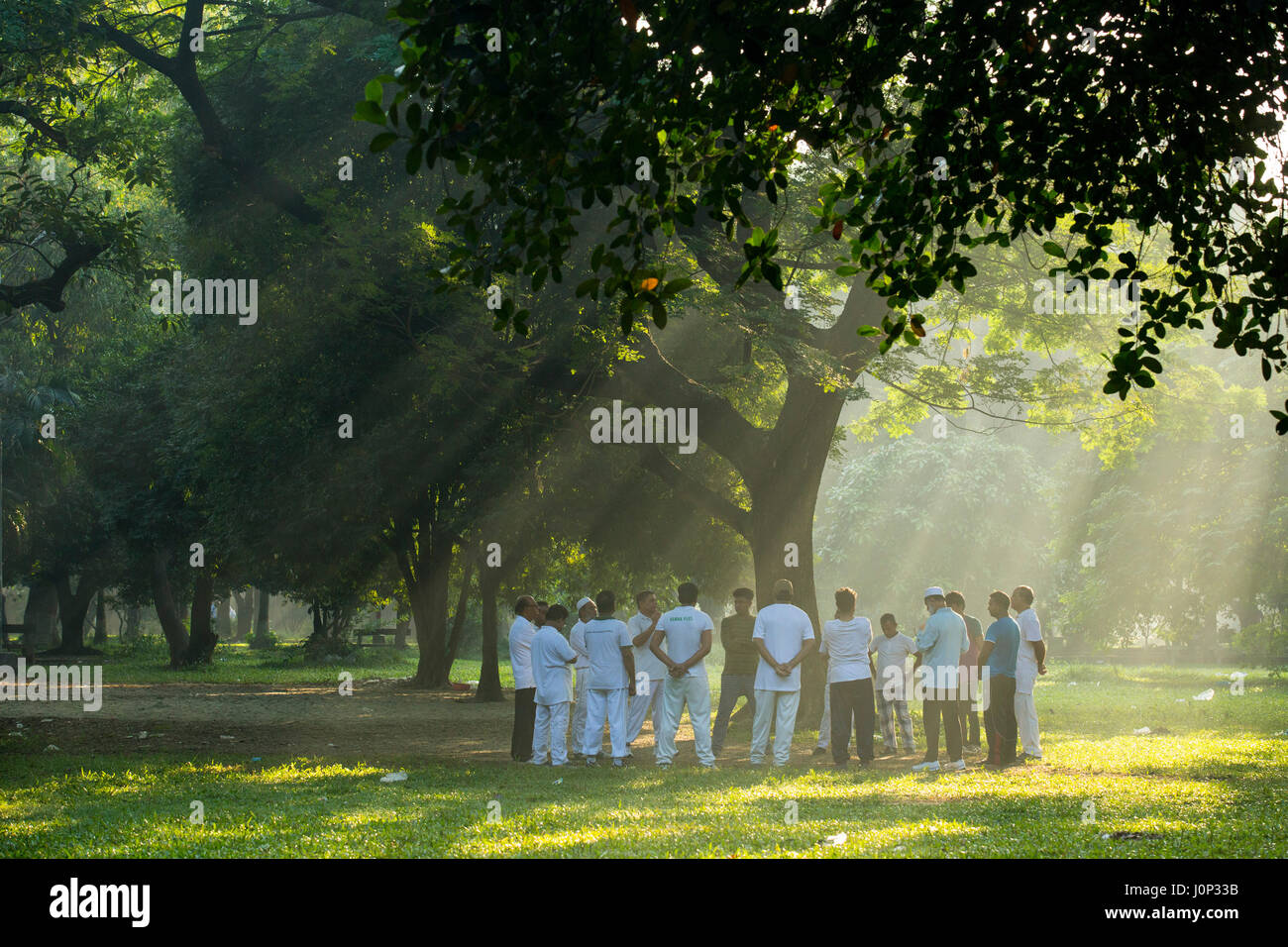 Dhaka residents exercise in the Ramna Park in a winter morning. Dhaka, Bangladesh. Stock Photo