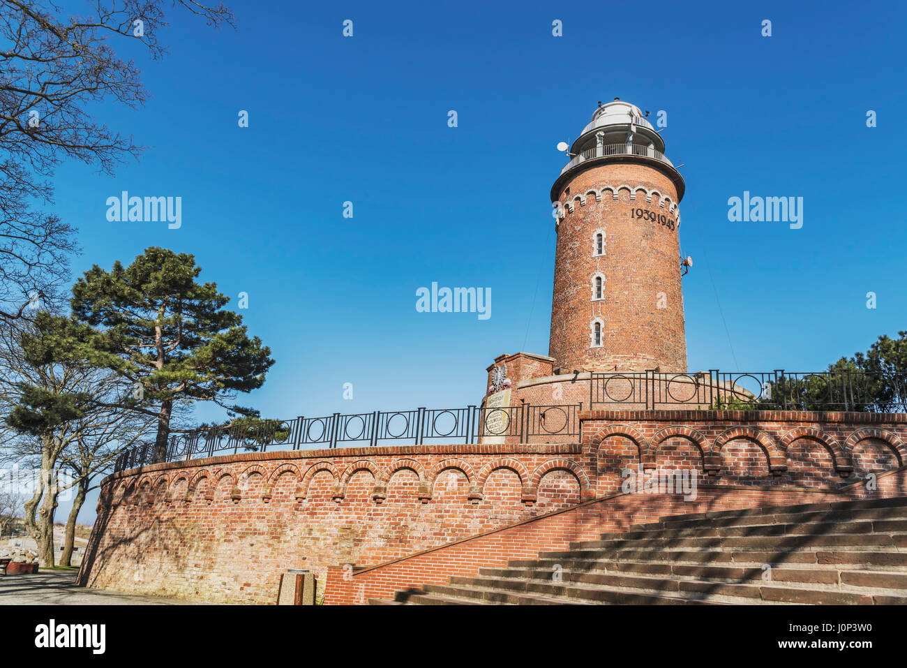 The lighthouse of Kolobrzeg is 26 metres high. It is located at the entrance to the port of Kolobrzeg,West Pomeranian; Poland; Europe Stock Photo