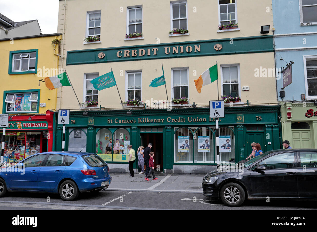 The St Canice's Kilkenny Credit Union Ltd. in the city of Kilkenny, County Kilkenny, Ireland, (Eire). Stock Photo