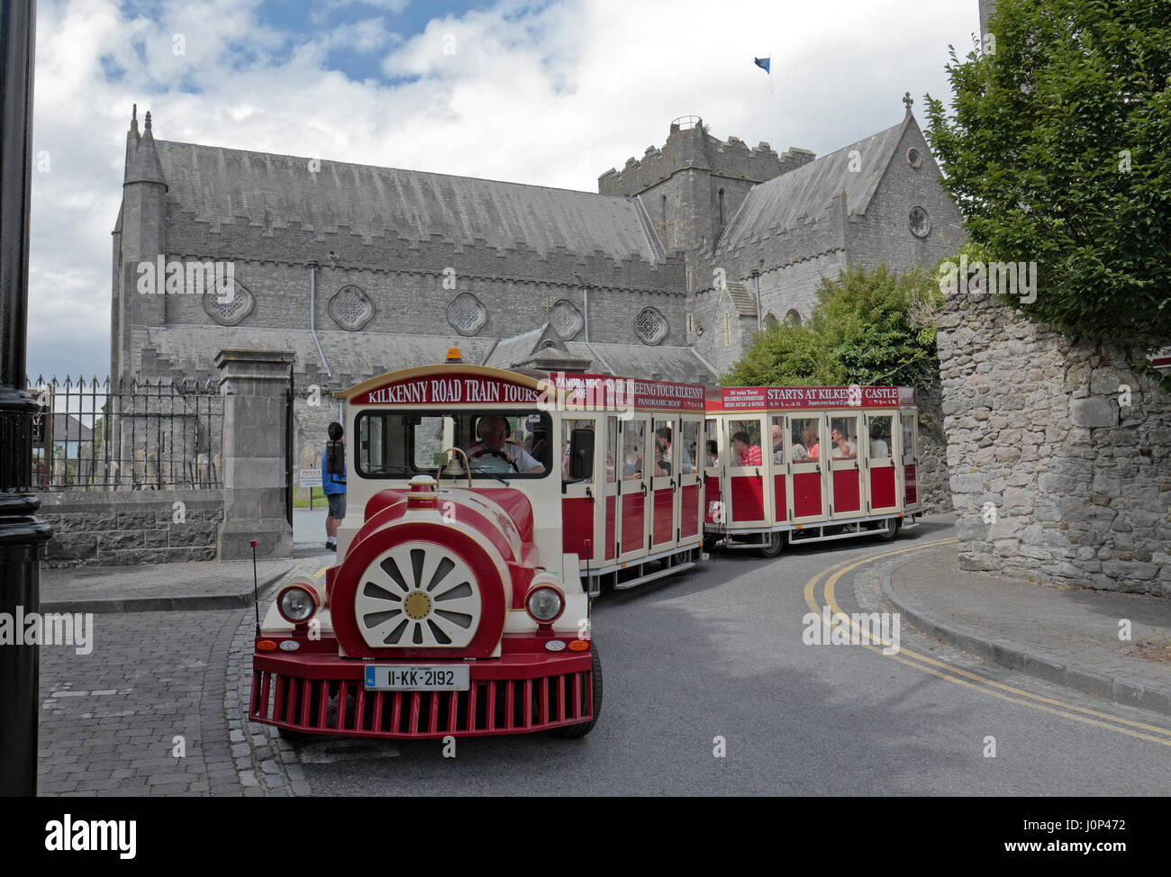 The Kilkenny Road Train Tours tourist train/bus in Kilkenny, County Kilkenny, Ireland, (Eire). Stock Photo