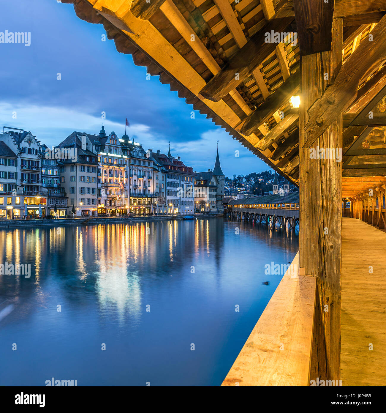 Chapel Bridge in Lucerne Switzerland Stock Photo