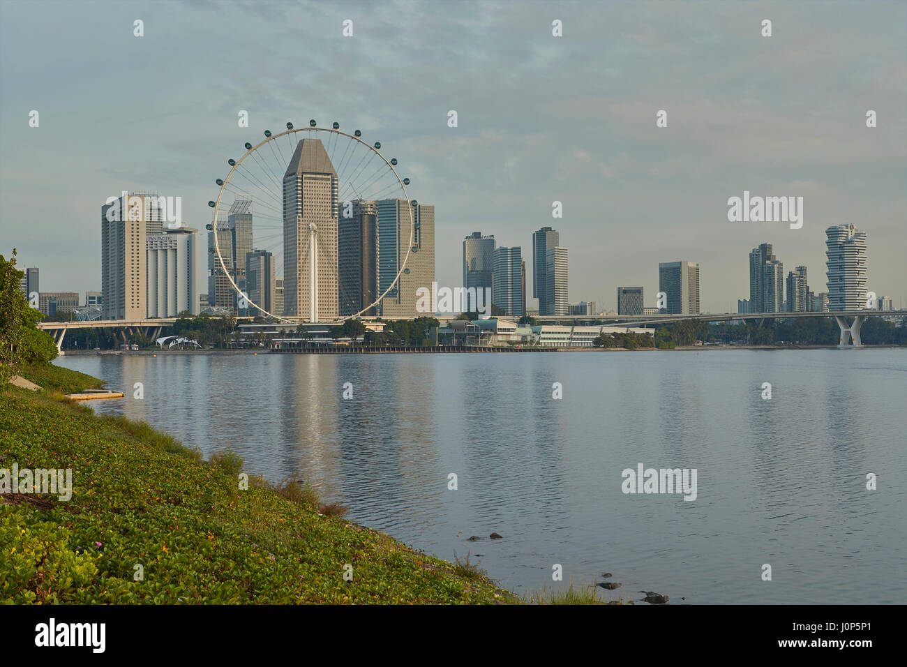 The Singapore Flyer Wheel Viewed From The Waterfront Walk. Stock Photo
