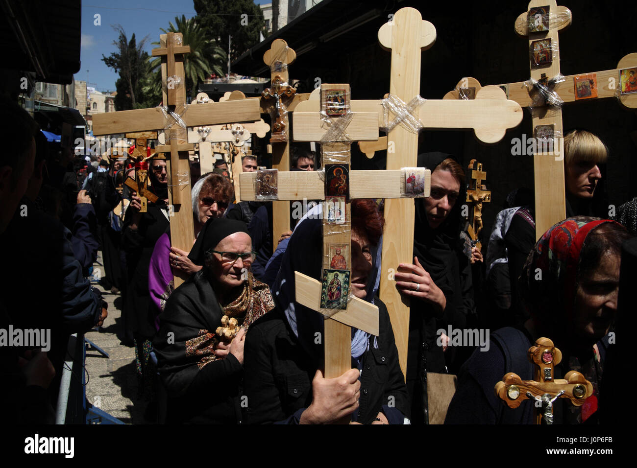 Good Friday Procession on the Via Dolorosa, Serbian pilgrims walk ...