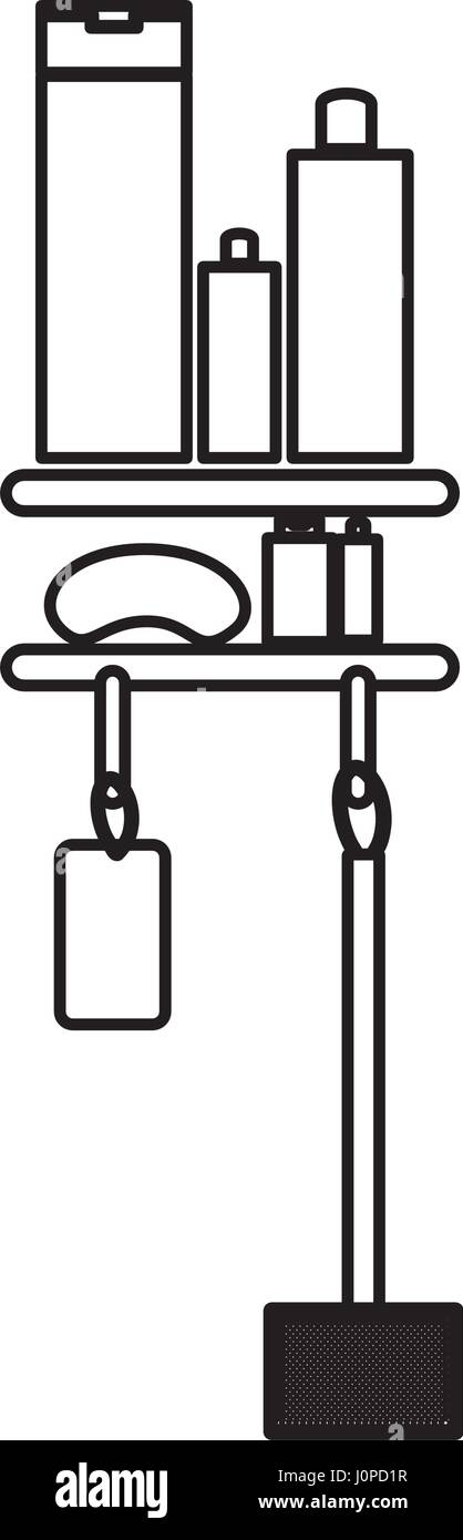 monochrome contour of shelf with beauty products in bath Stock Vector ...