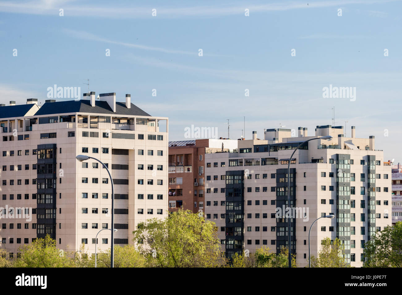 Modern apartment buildings in Madrid Stock Photo Alamy