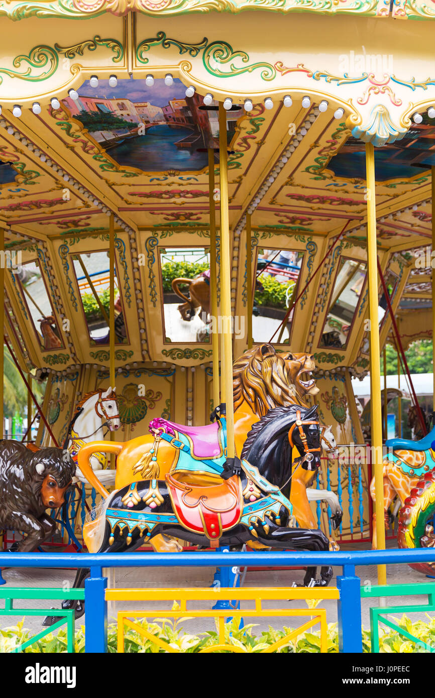 Pretty carousel adventure amusement entertainment park for fun Stock ...