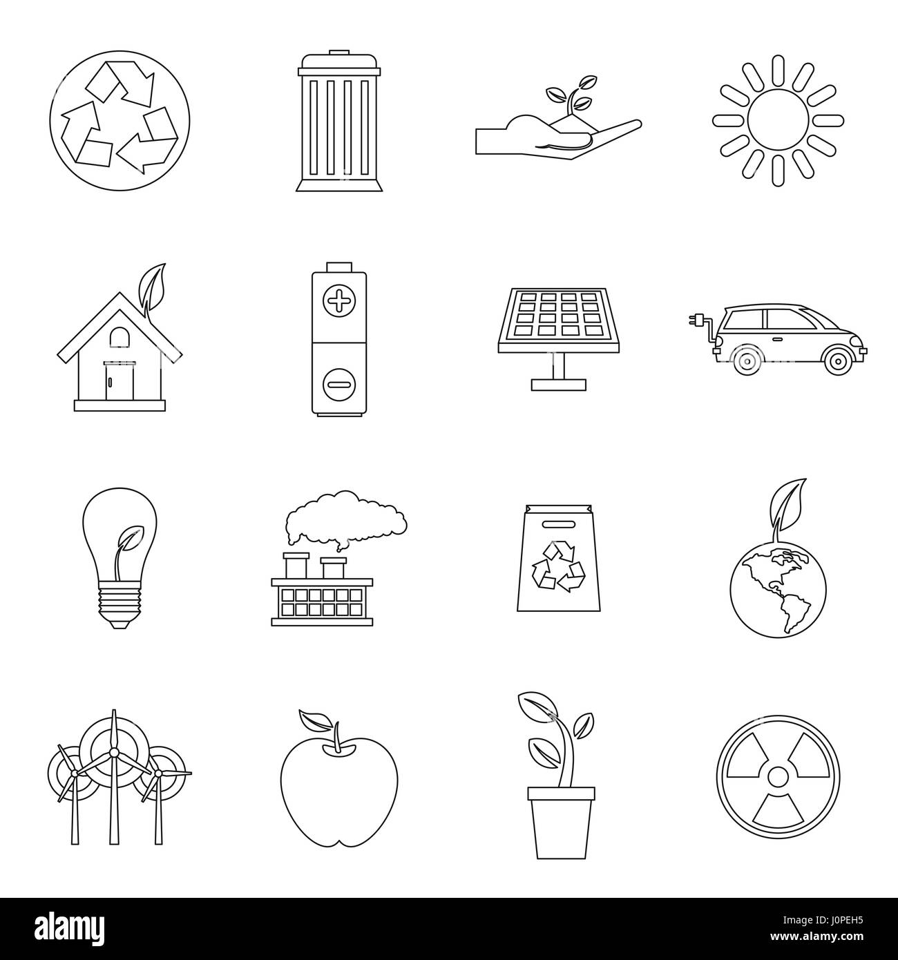 Ecology icons set, outline style Stock Vector Image & Art - Alamy
