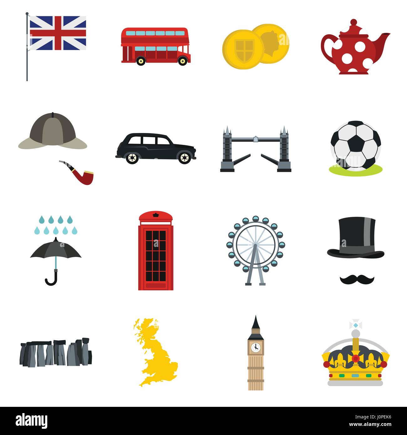 Great Britain icons set, flat style Stock Vector Image & Art - Alamy