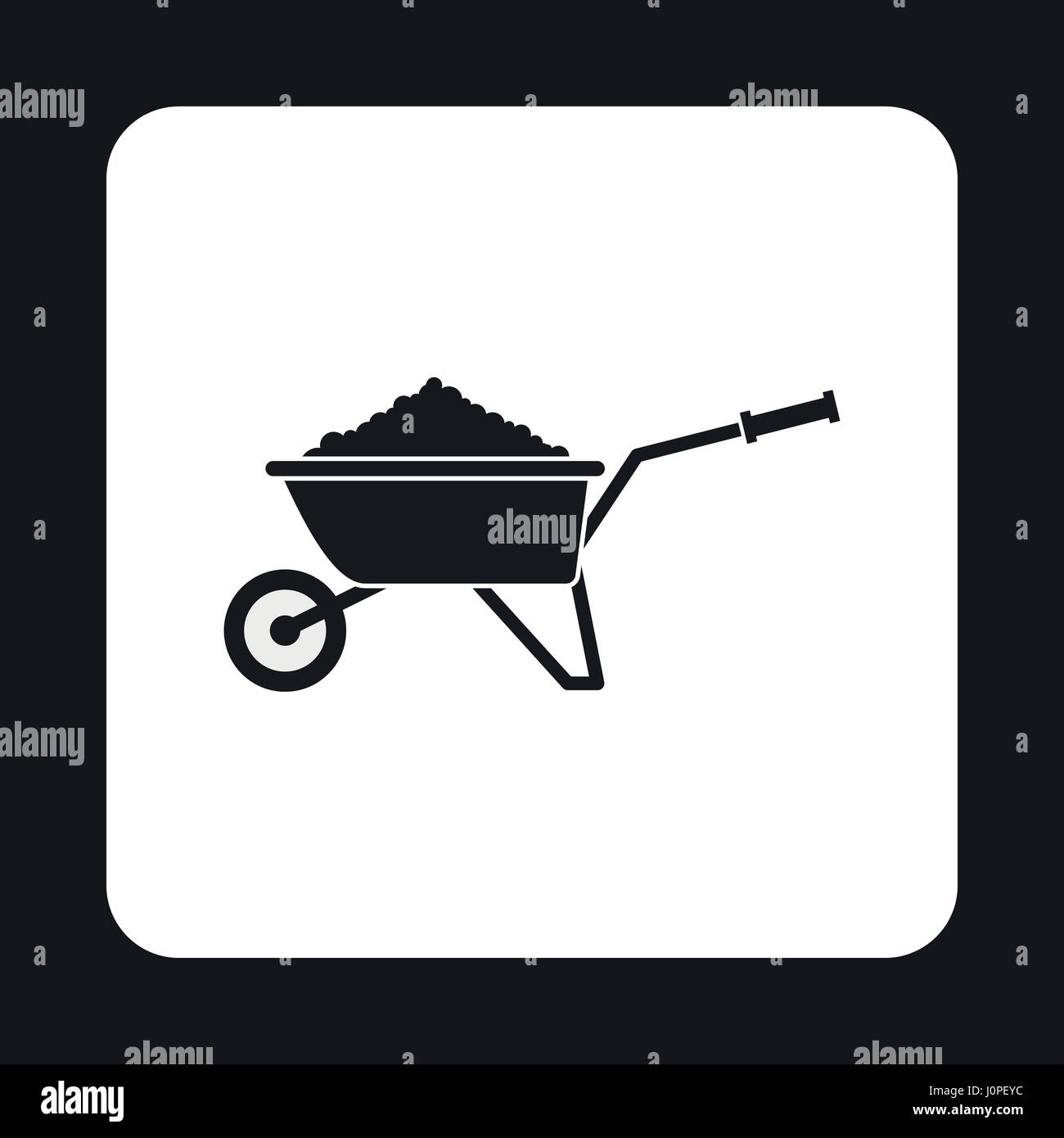 Garden wheelbarrow with earth icon, simple style Stock Vector Image ...