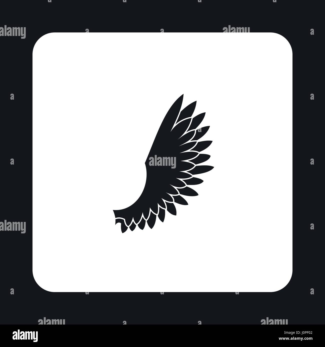 Fluffy birds wing with feathers icon, simple style Stock Vector Image ...
