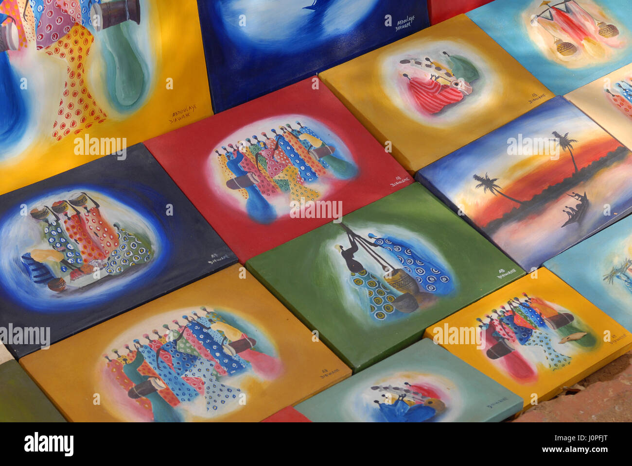 Modern African art shops at Gorée Island Stock Photo Alamy