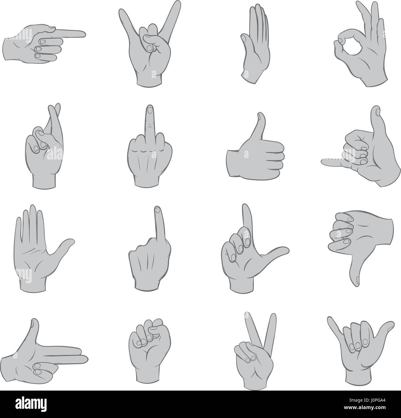 Hand gesture icons set, black monochrome style Stock Vector Image & Art ...