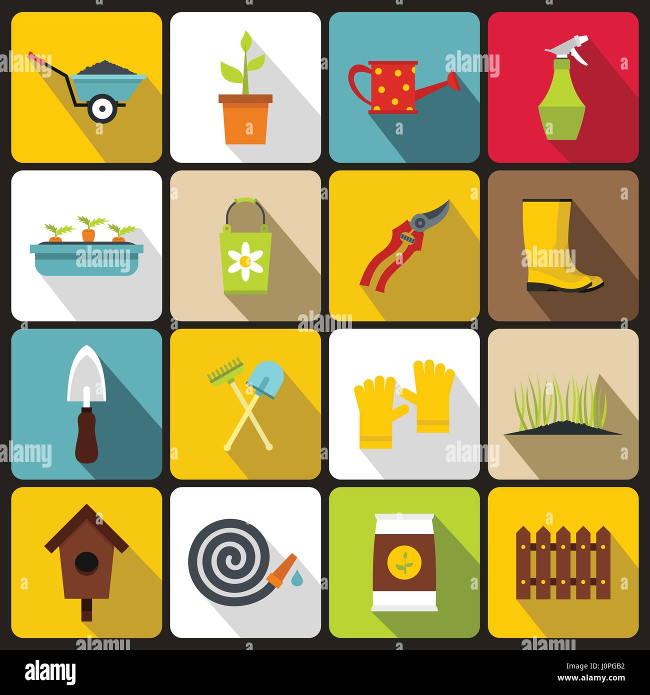 Gardening icons set in flat style Stock Vector Image & Art - Alamy