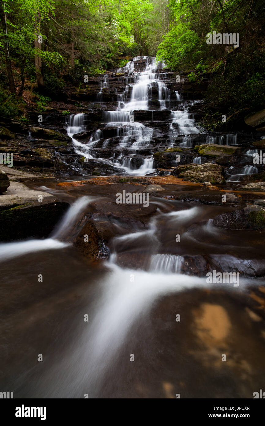 An image of Minnehaha Falls in Rabun County, Georgia. The falls are on