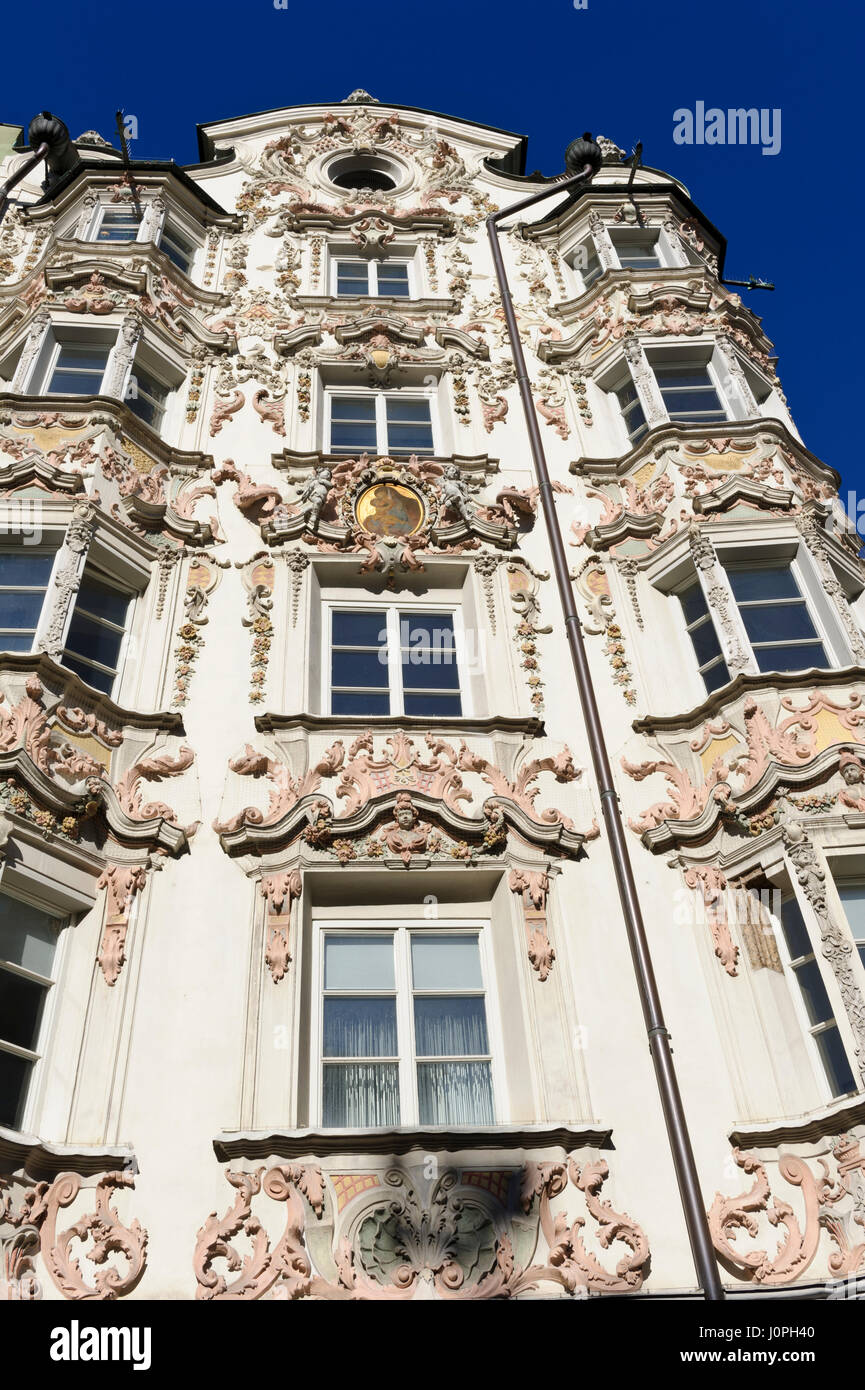 The ornate design of the exterior of the Helbling building, Innsbruck, Austria Stock Photo