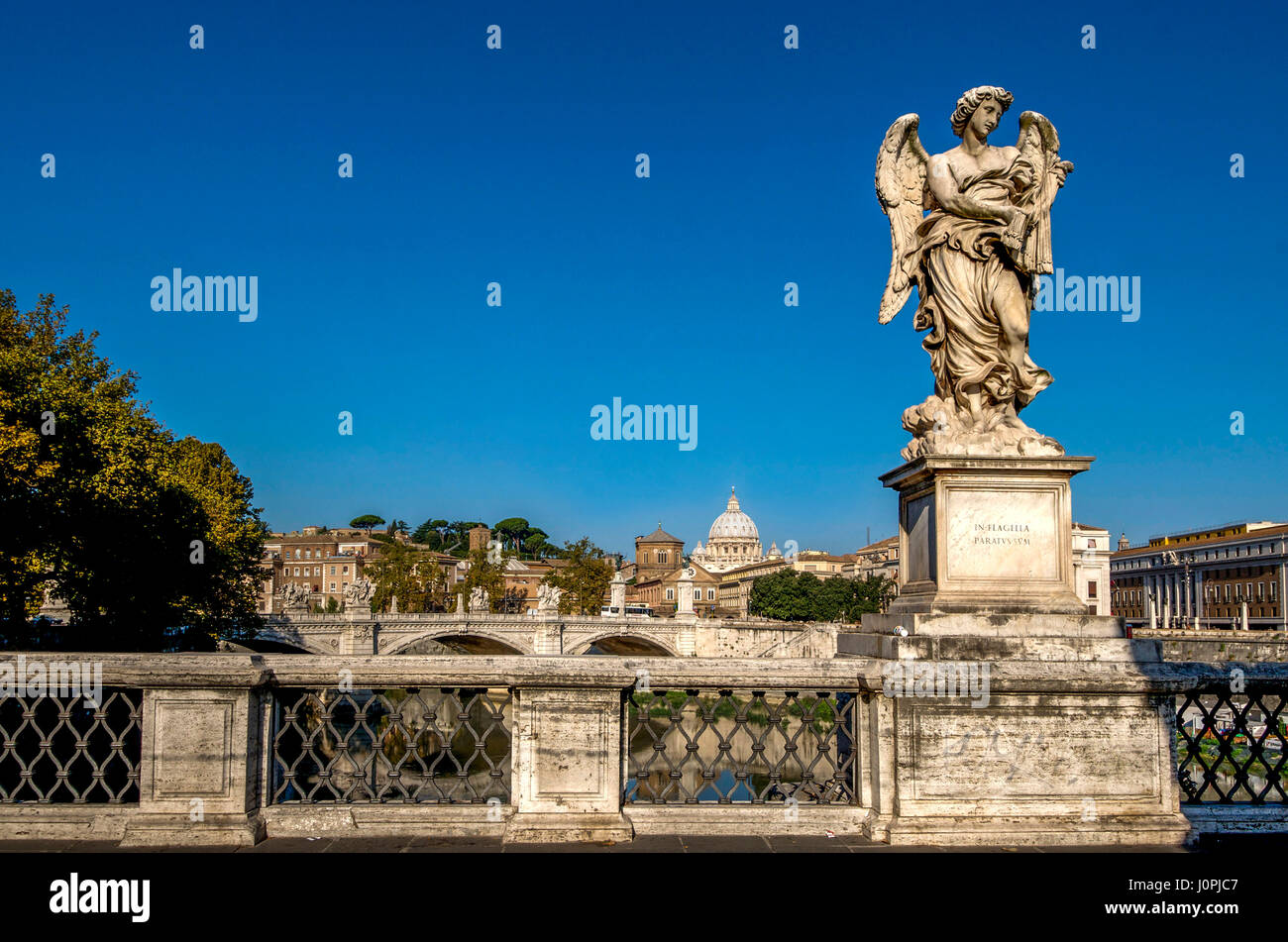 Bernini Statue on the Ponte Sant Angelo, River Tiber, Rome, Italy, Europe Stock Photo