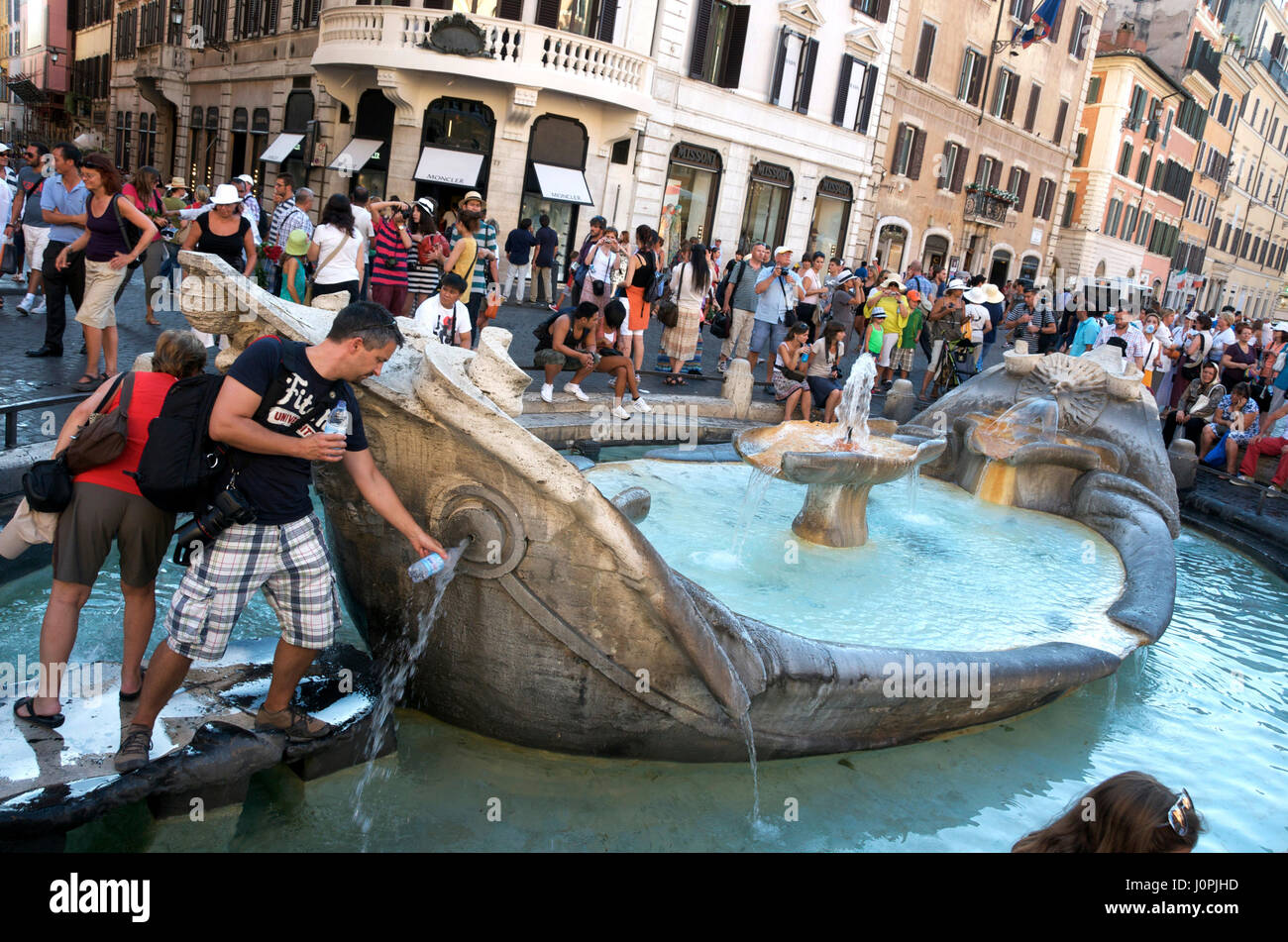 Fontana della Barcaccia fountain, Piazza di Spagna, Rome, Italy, Europe Stock Photo