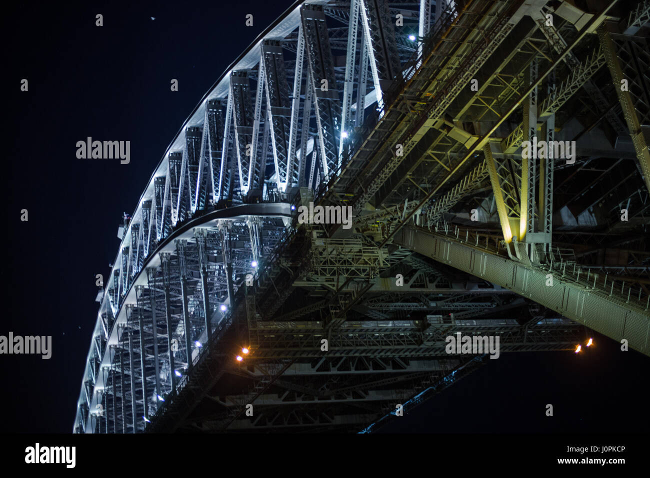 The Sydney harbour bridge at night Stock Photo