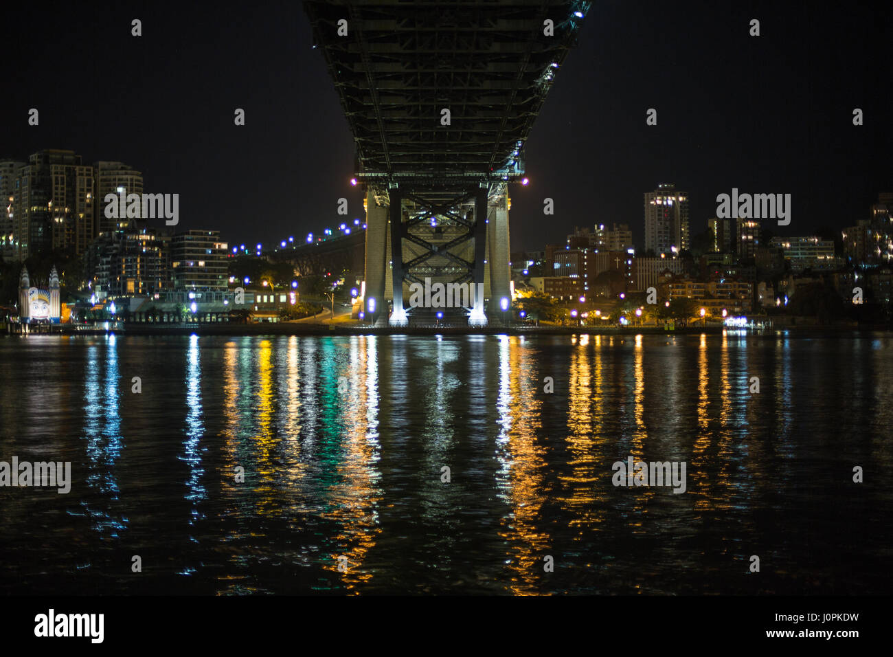 An abstract view of the Sydney Harbour Bridge at night. Stock Photo