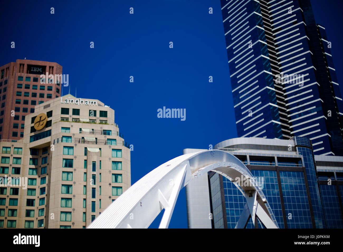 An abstract view of the footbridge connecting South to North bank across the Yarra river, Melbourne Stock Photo