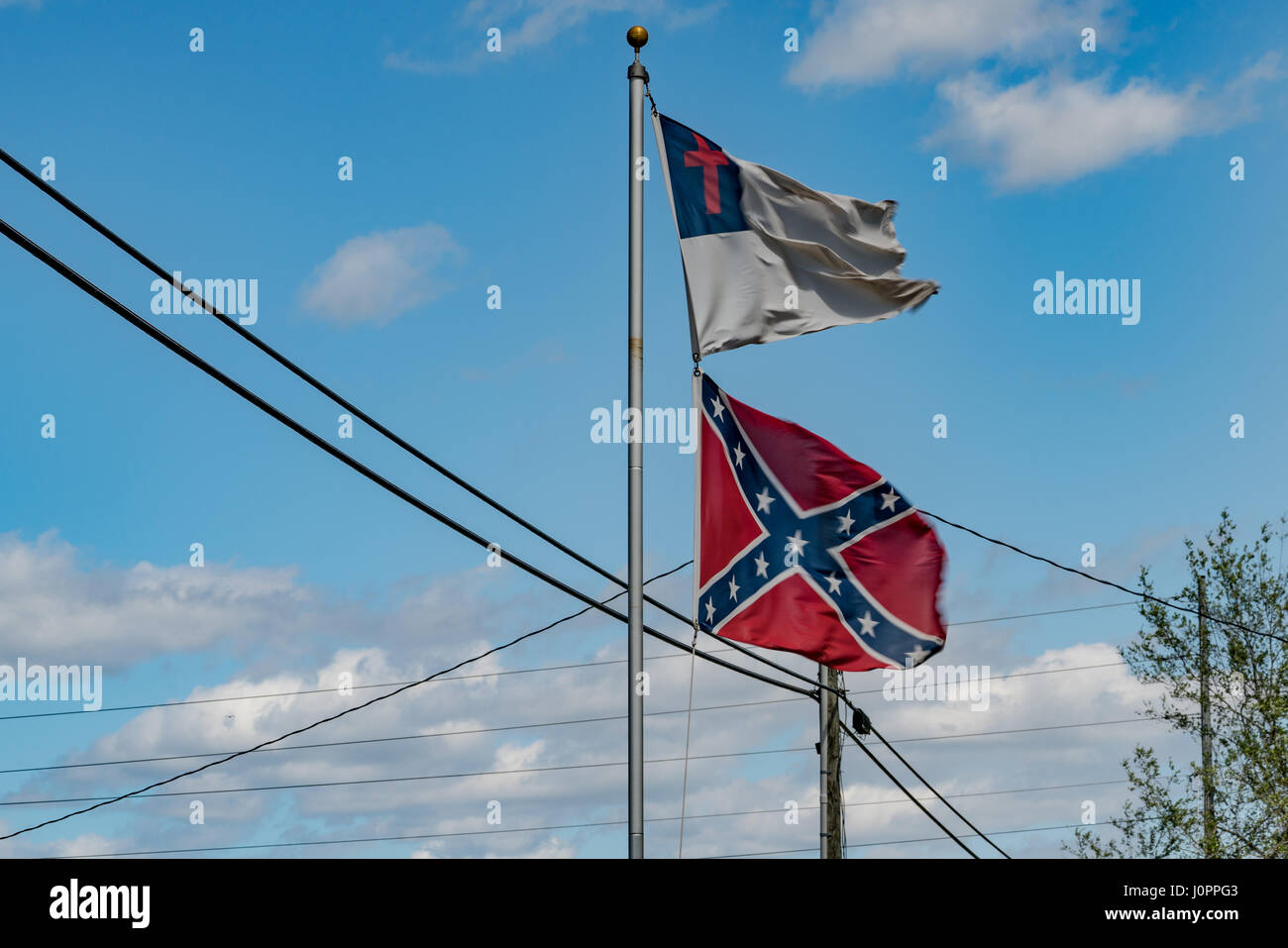 Southern Racism and Christianity flags Stock Photo