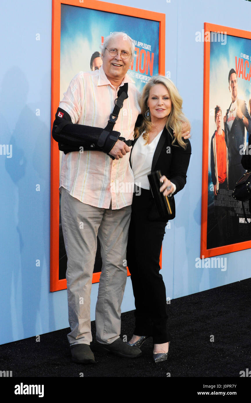 Chevy Chase and Beverly D'Angelo attend the VACATION premiere at the
