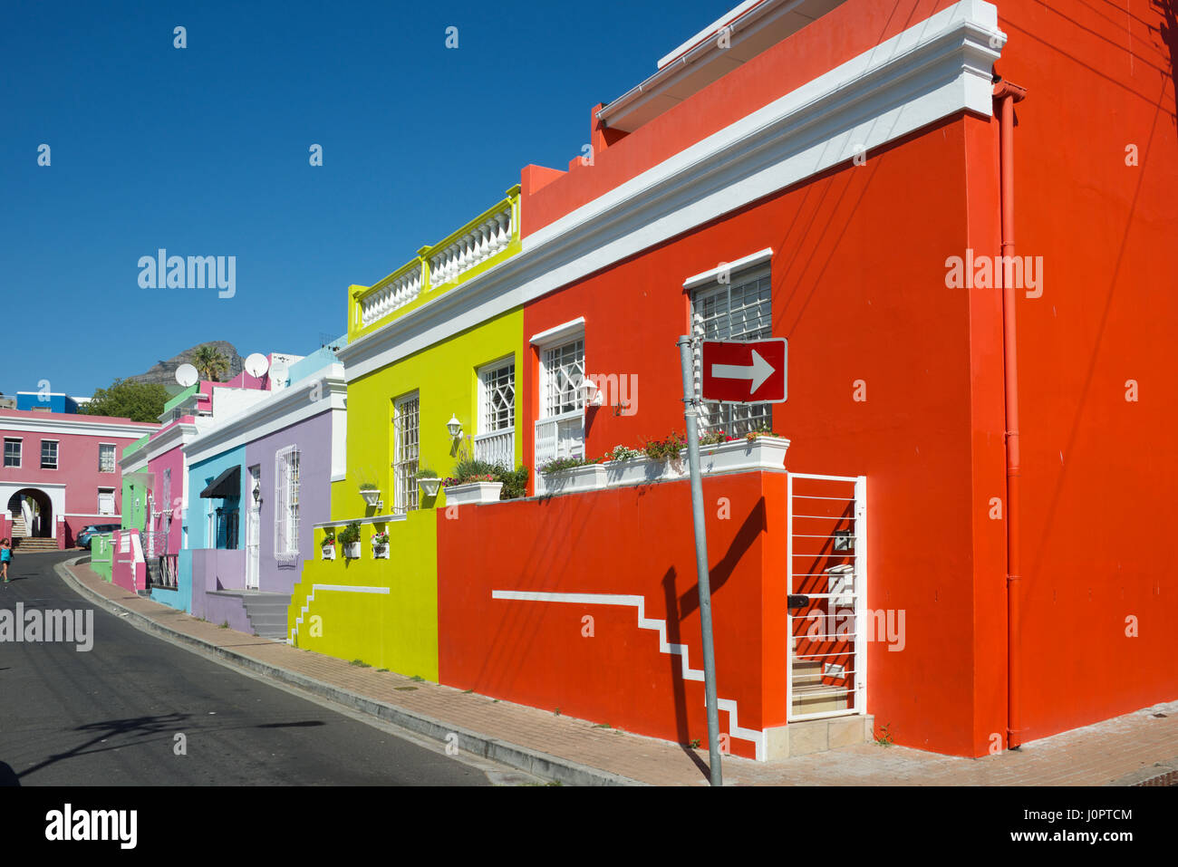 Colourful painted houses Chiappini Street Bo Kaap Cape Town South Africa Stock Photo