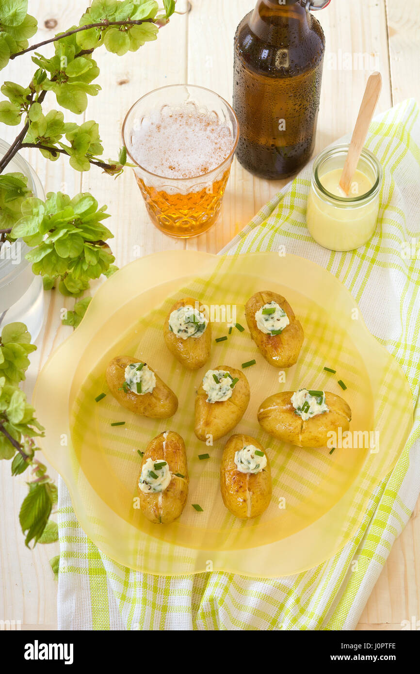 Cream jive jacket potato Stock Photo Alamy