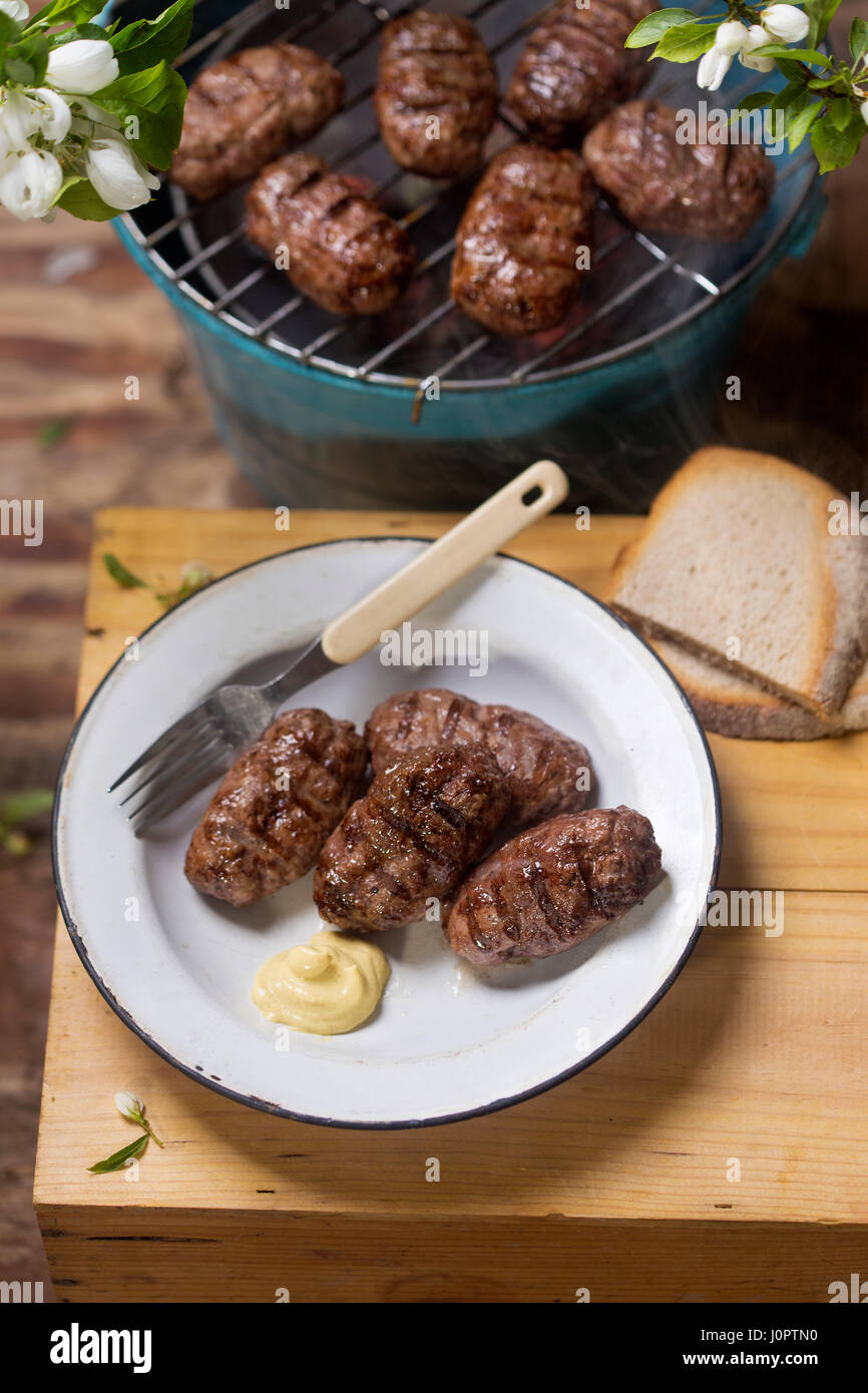 Mititei grilled ground meat roll Stock Photo Alamy