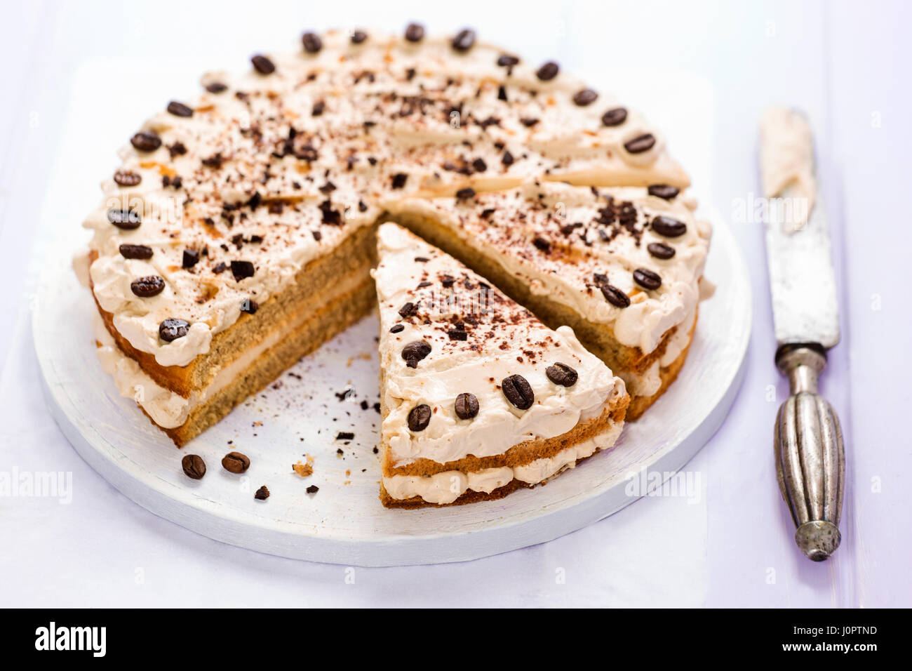 Coffee cream layered cake Stock Photo Alamy