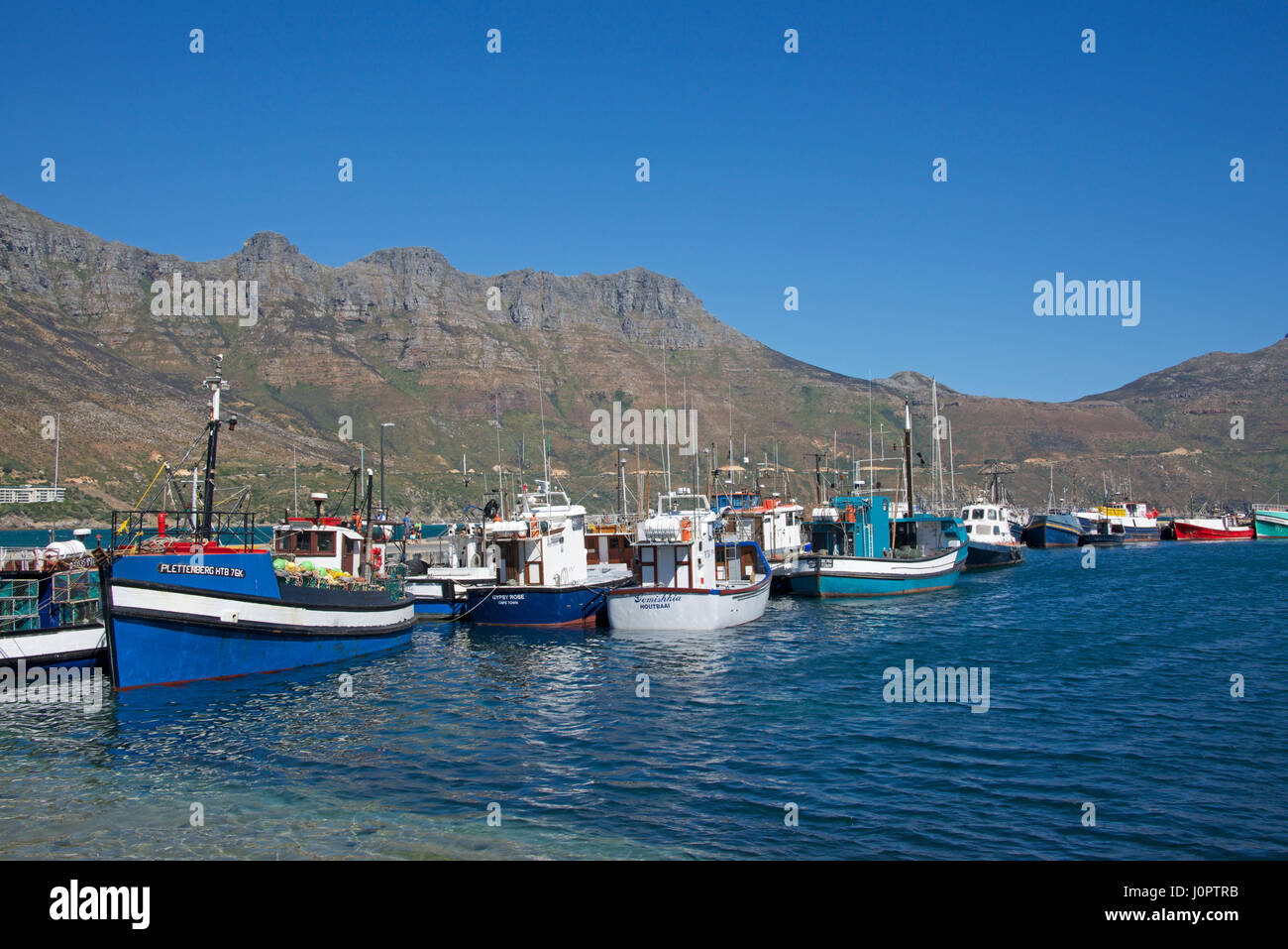 Moored fishing boats Hout Bay Cape Town South Africa Stock Photo