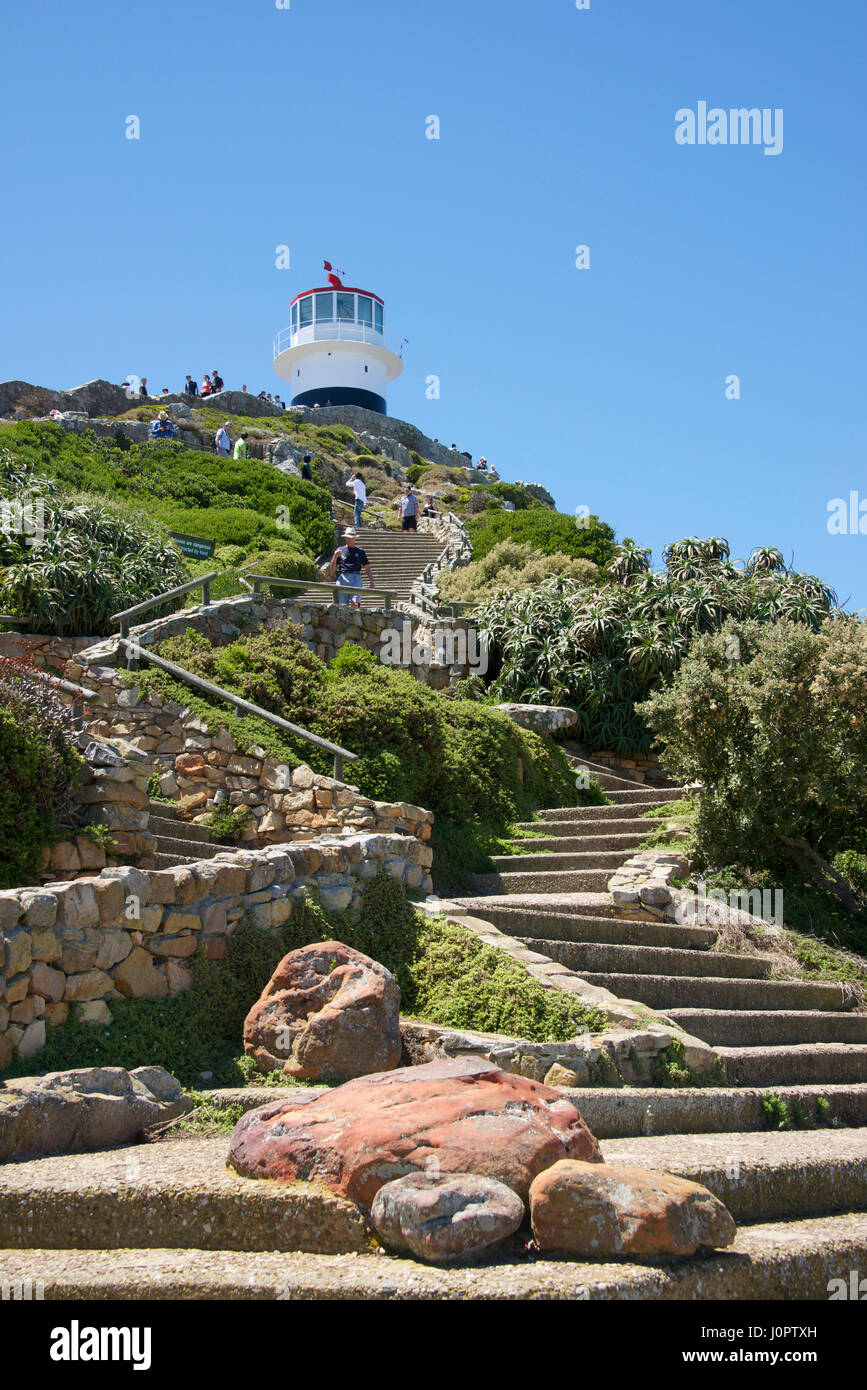 Stairs leading to Cape Point lighthouse Cape of Good Hope South Africa Stock Photo