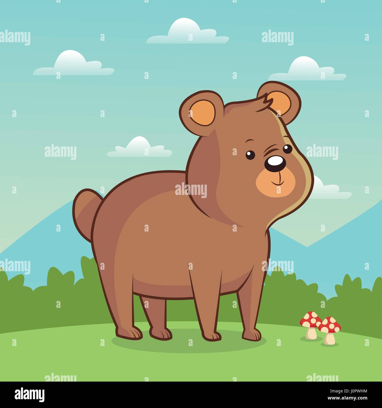 cute bear animal with landscape Stock Vector Image & Art - Alamy
