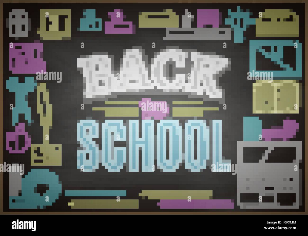 Back to school background, vector illustration. Colored chalk on ...