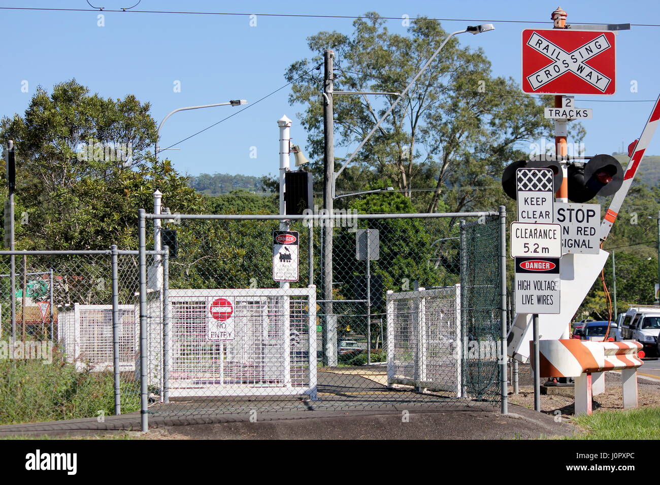 Railway Crossing in country area Australia Stock Photo Alamy