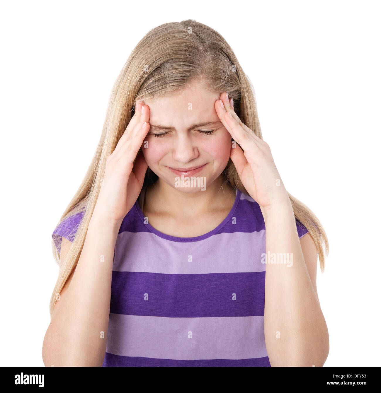 portrait of a girl with headache Stock Photo