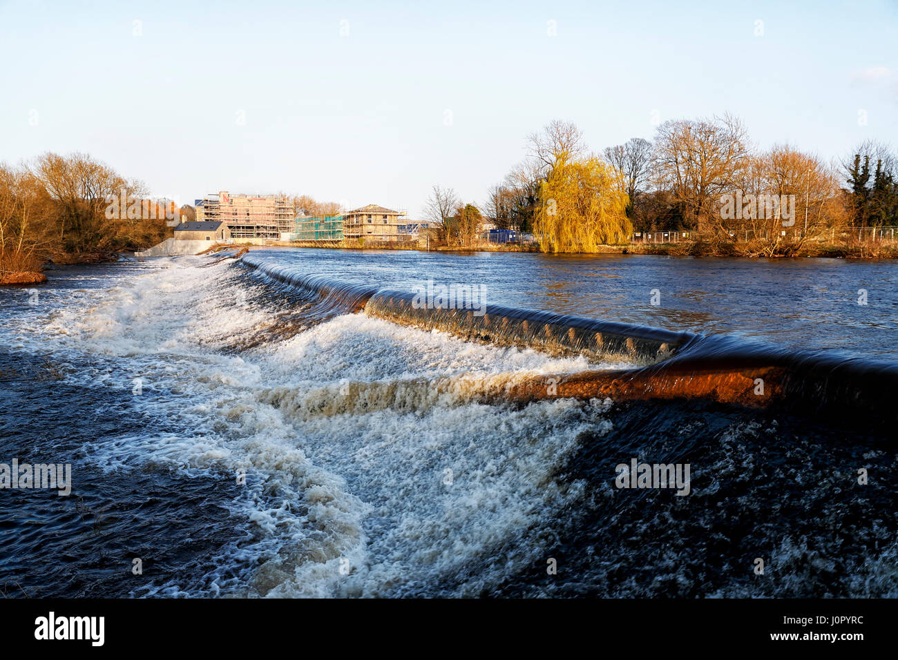 Weir on the River Wharfe Otley Stock Photo