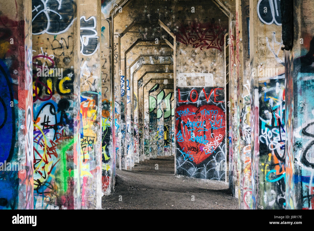 Graffiti under the Graffiti Pier, in Philadelphia, Pennsylvania Stock