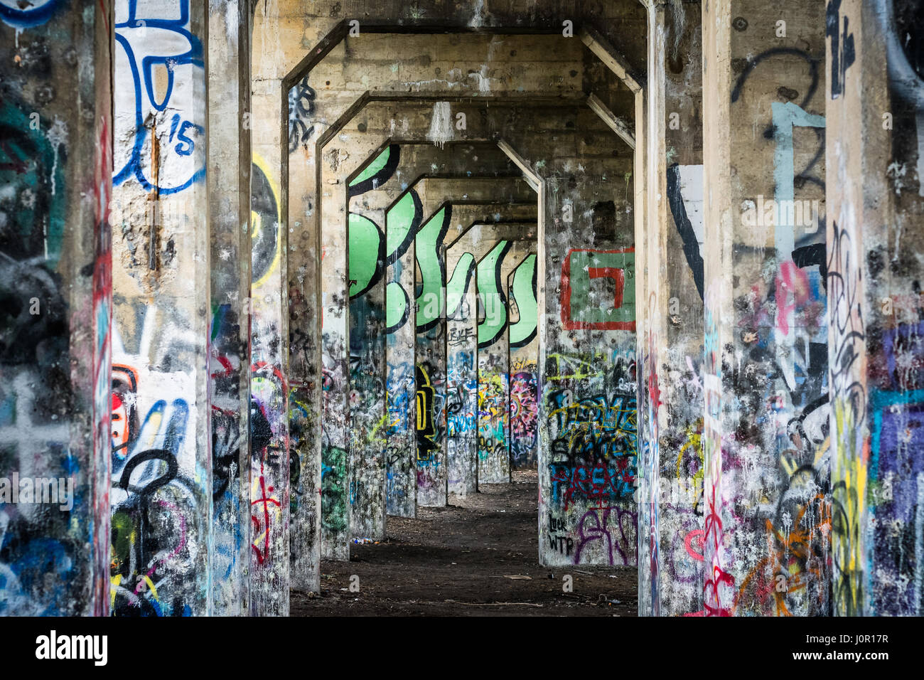 Graffiti under the Graffiti Pier, in Philadelphia, Pennsylvania Stock