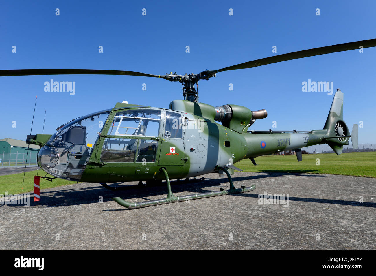 Westland AH1 SA341 Gazelle ZB692 Army helicopter at the fiftieth anniversary of the type held at Middle Wallop, Hampshire, UK Stock Photo
