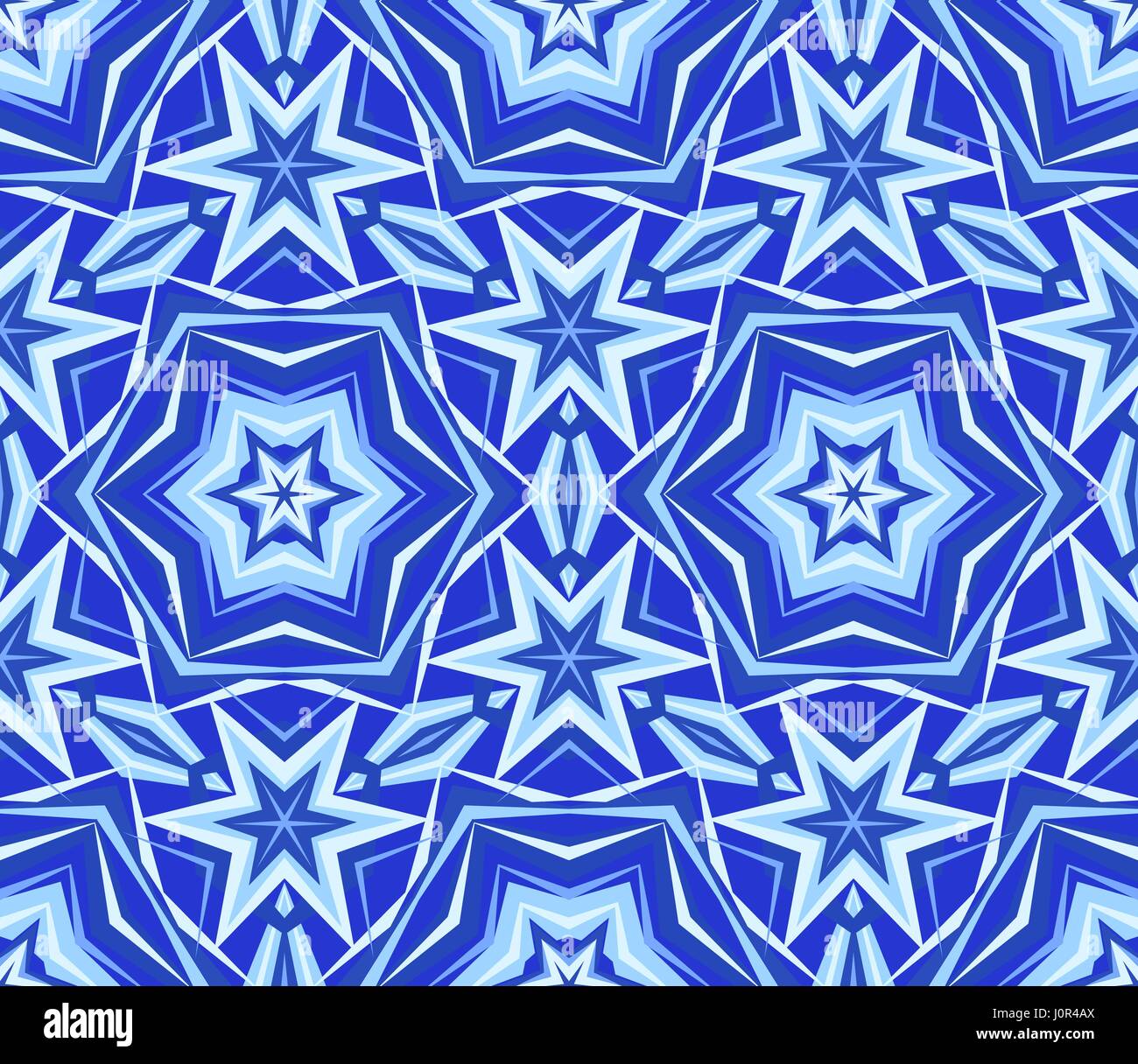 Kaleidoscope Blue Star Flower Background Stock Vector