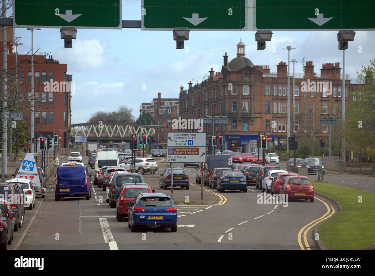 Great Western Road at Anniesland Cross Glasgow Scotland street scene high viewpoint intersection Stock Photo