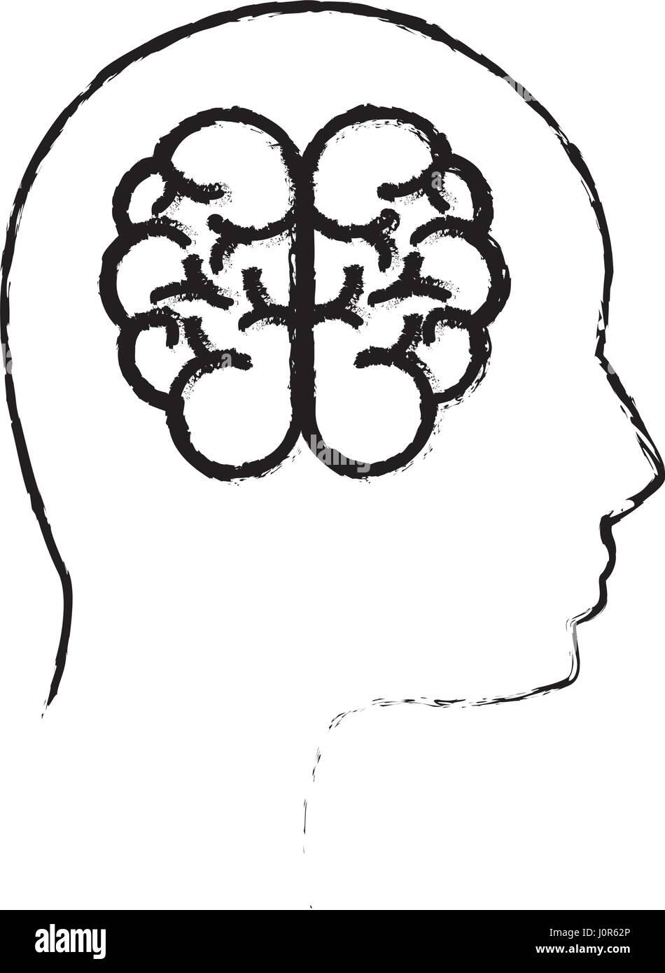 contour mental health person with brain Stock Vector Image & Art - Alamy