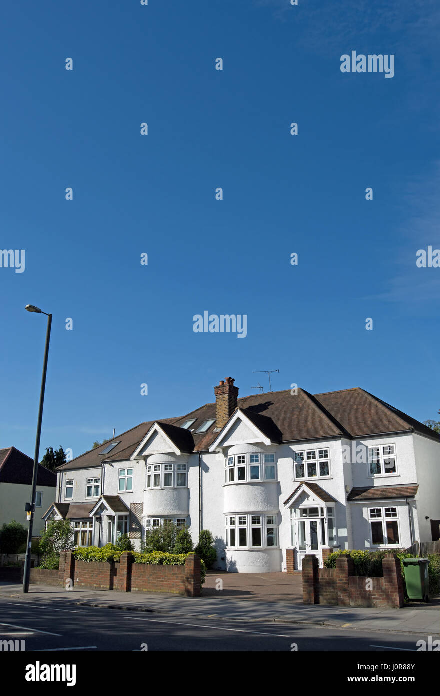 semi-detached houses with white pebbledash exteriors, in twickenham, middlesex, england Stock Photo