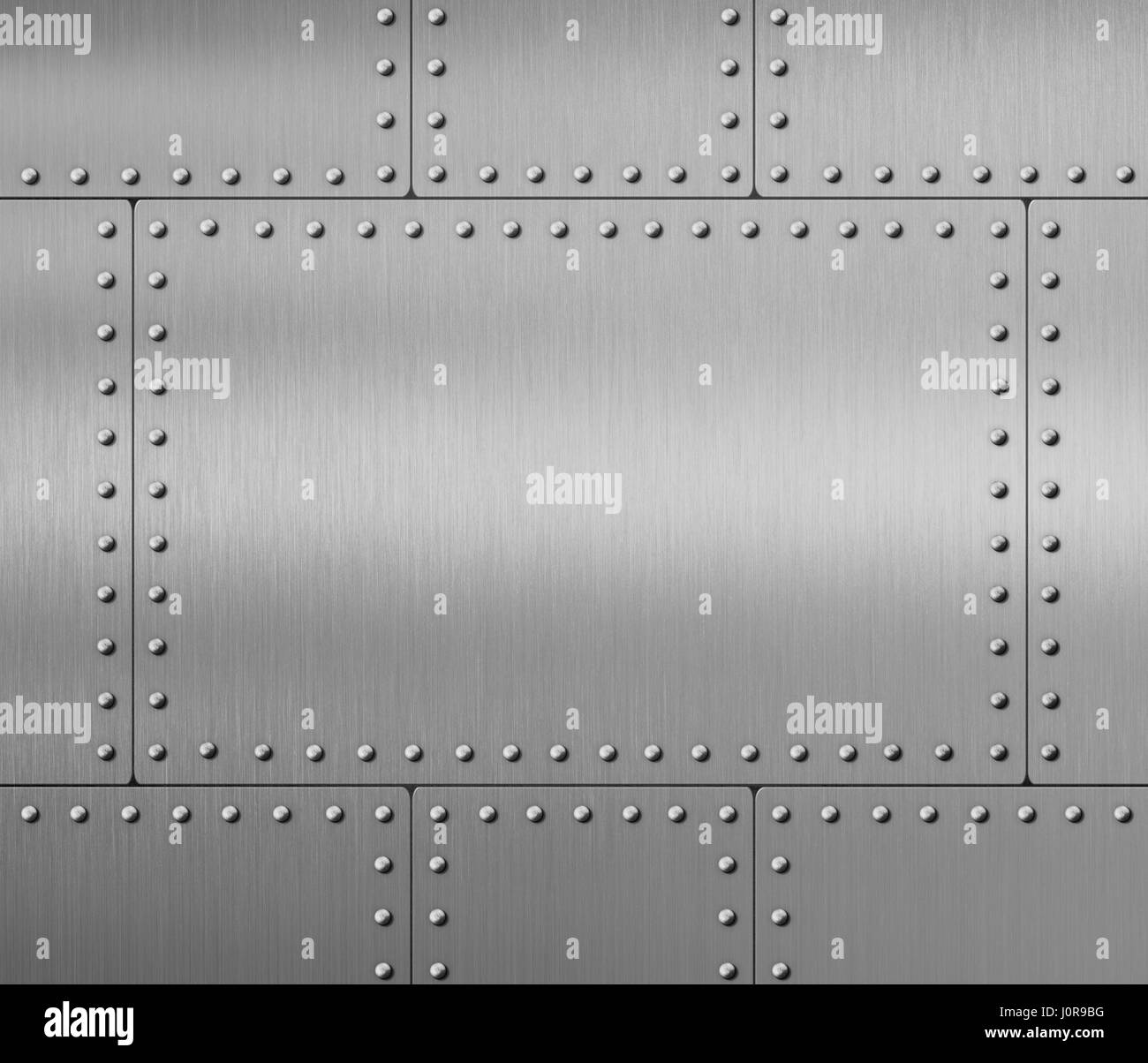 metal background with rivets 3d illustration Stock Photo