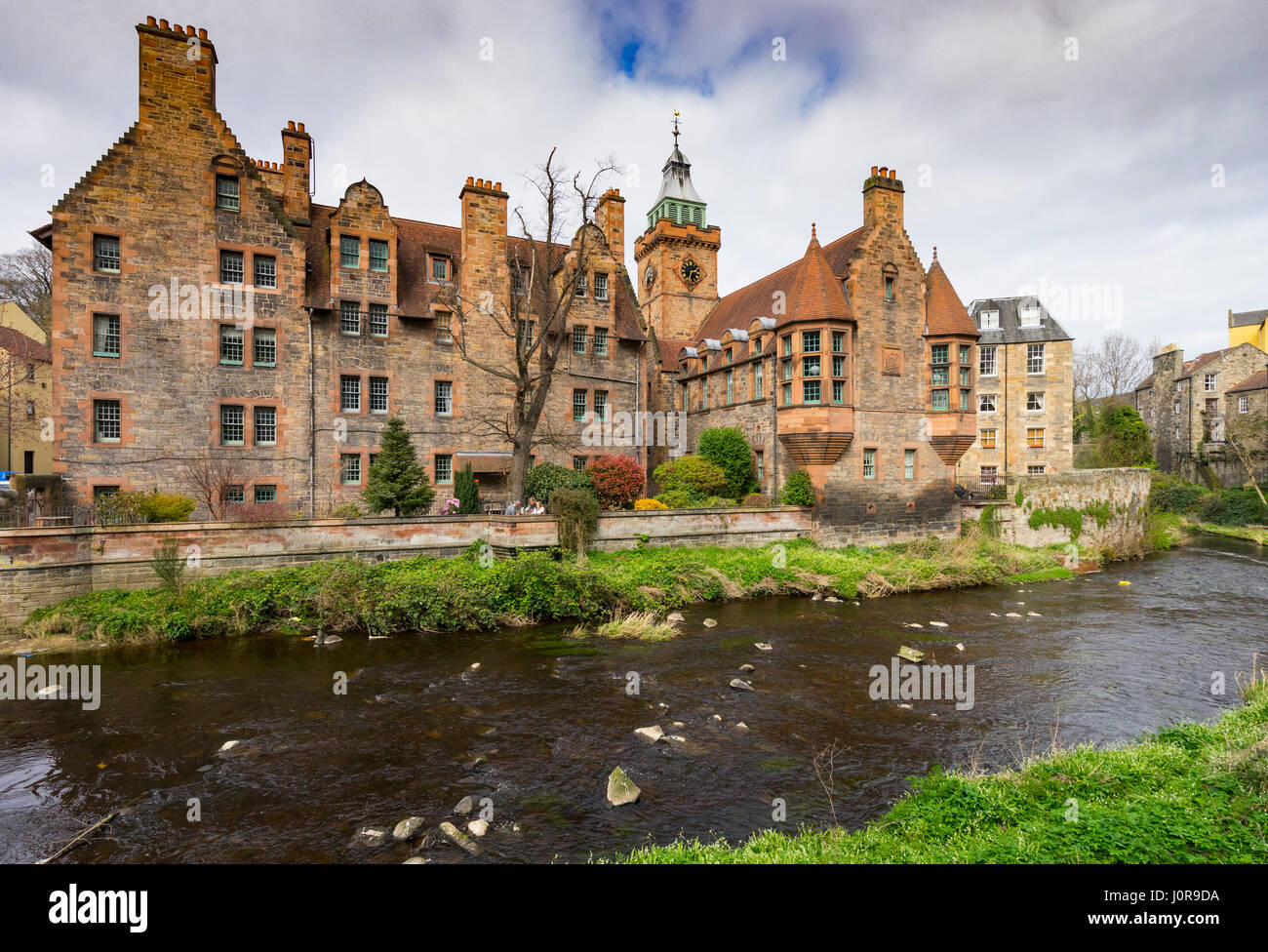 View of Water of Leith river at Dean Village in Edinburgh, Scotland, United Kingdom Stock Photo