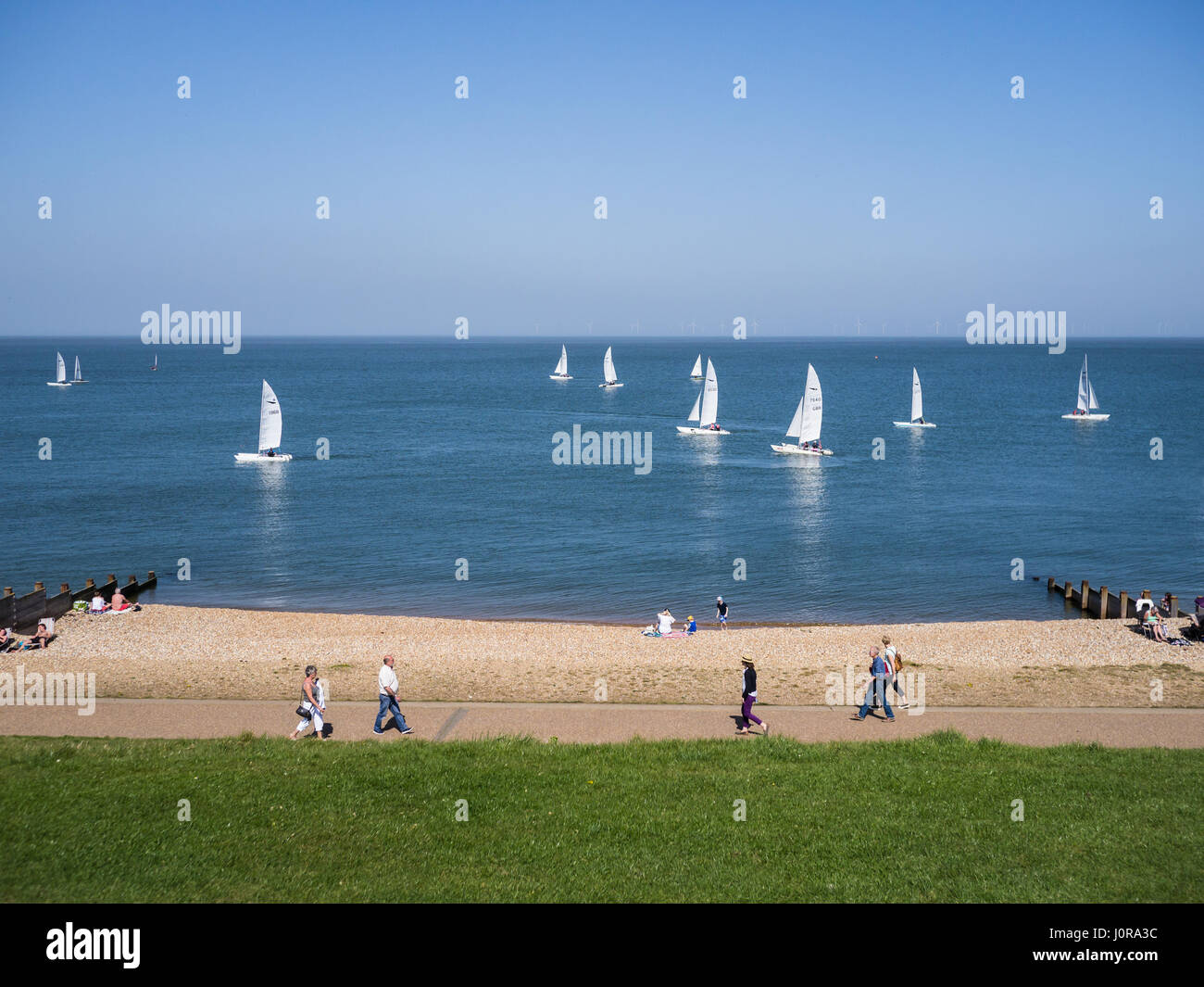 Whitstable, UK April 9 2017 Boats from Tankerton sailing club in