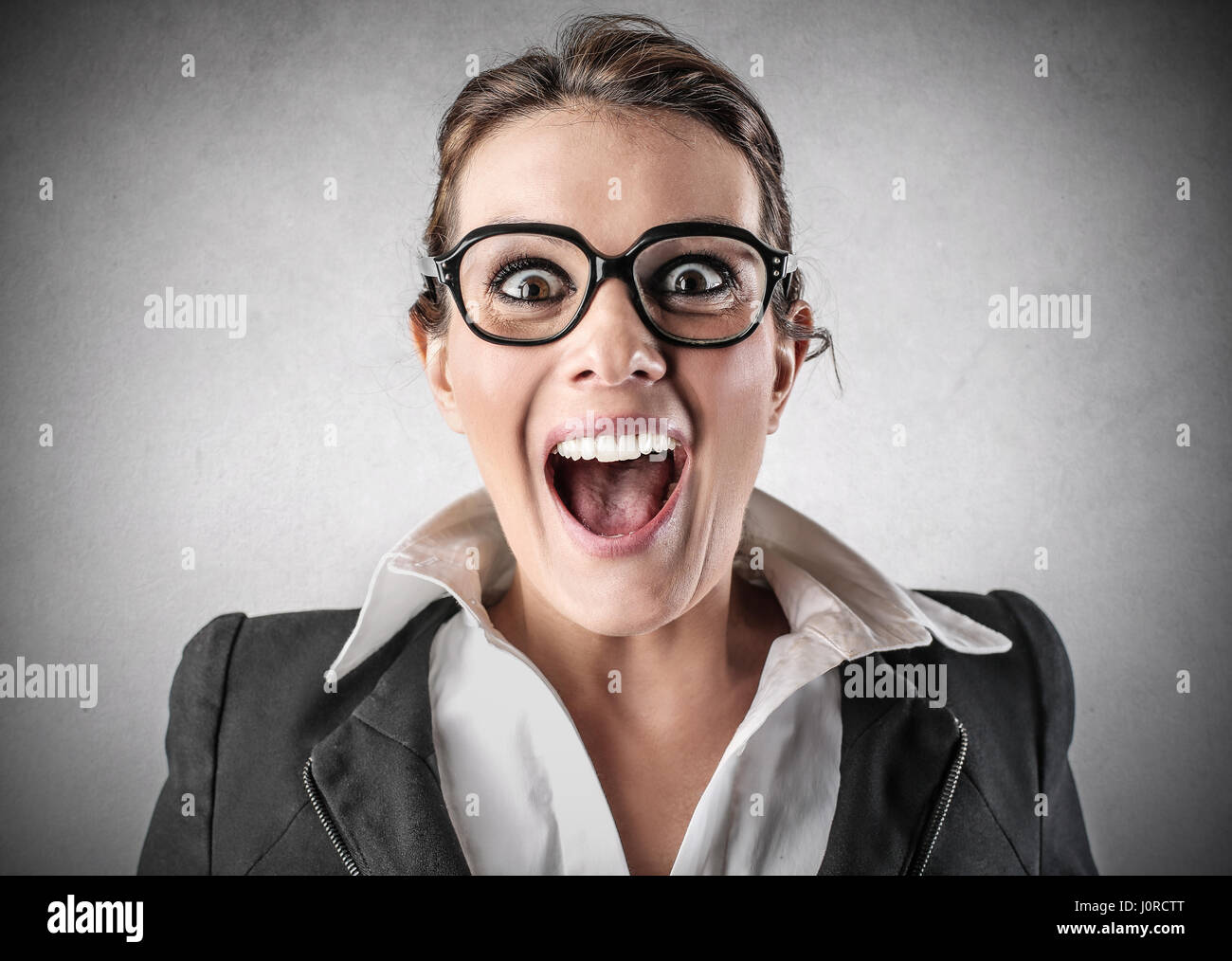 businesswoman being happy and excited Stock Photo