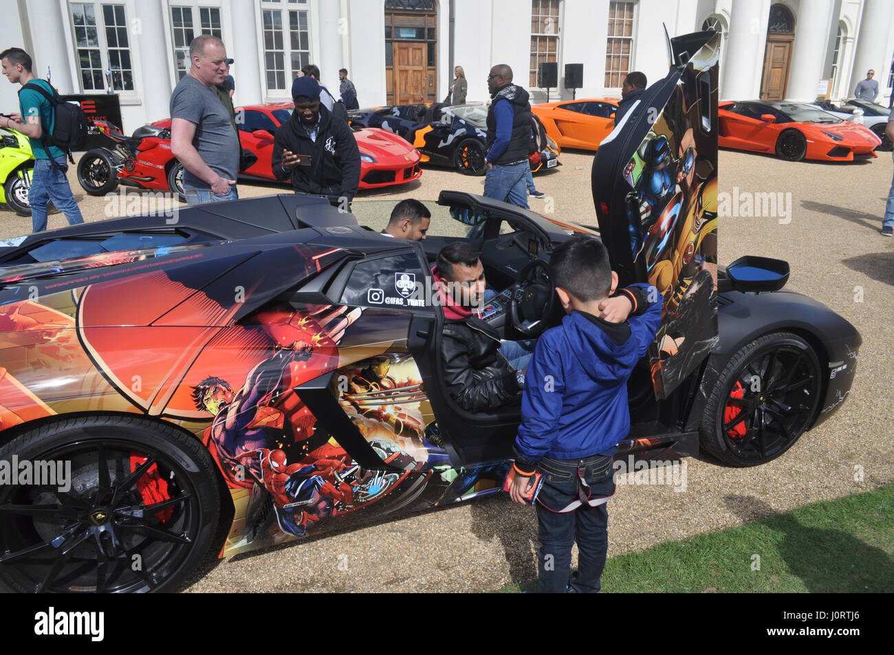 Chelmsford, UK. 15th Apr, 2017. Rhys Daniels Trust and Insursec Risk  Management in partnership with Ruk Technology and Gms Club proudly present the first Supercar Saturday at the famous Hylands House. A free event with many activities for all the family including rides in some of the most amazing super cars on the planet with all proceeds going to the Rhys Daniels Trust Charity. Credit: Ricardo Maynard/Alamy Live News Stock Photo