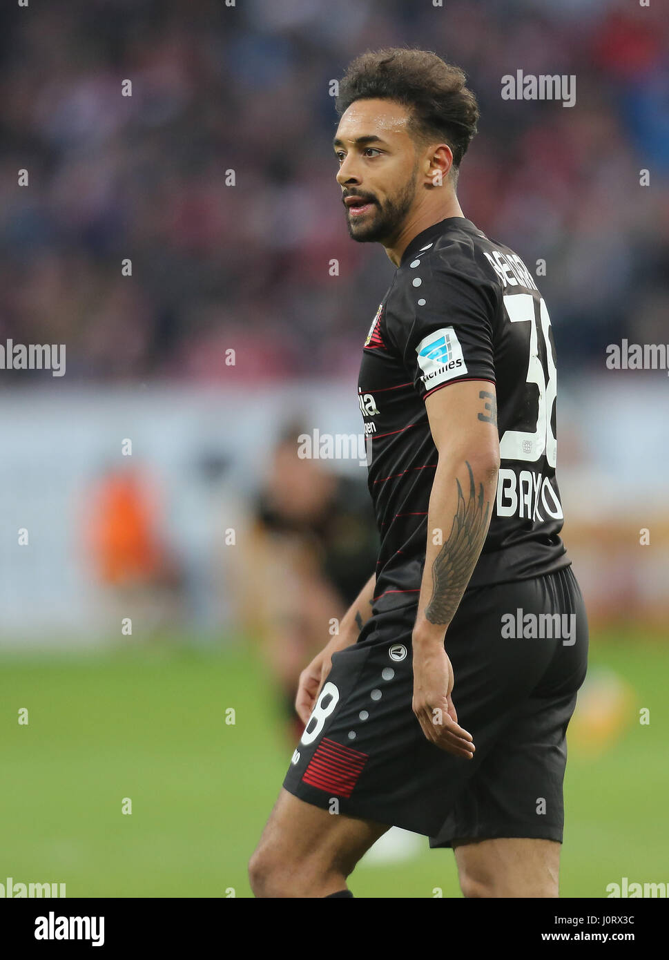 Leverkusen, Germany 15th April 2017, Bundesliga matchday 29, Bayer 04 Leverkusen vs FC Bayern Muenchen: Karim Bellarabi (B04). Credit: Juergen Schwarz/Alamy Live News Stock Photo